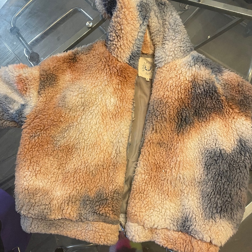 Tie dye fleece cropped jacket